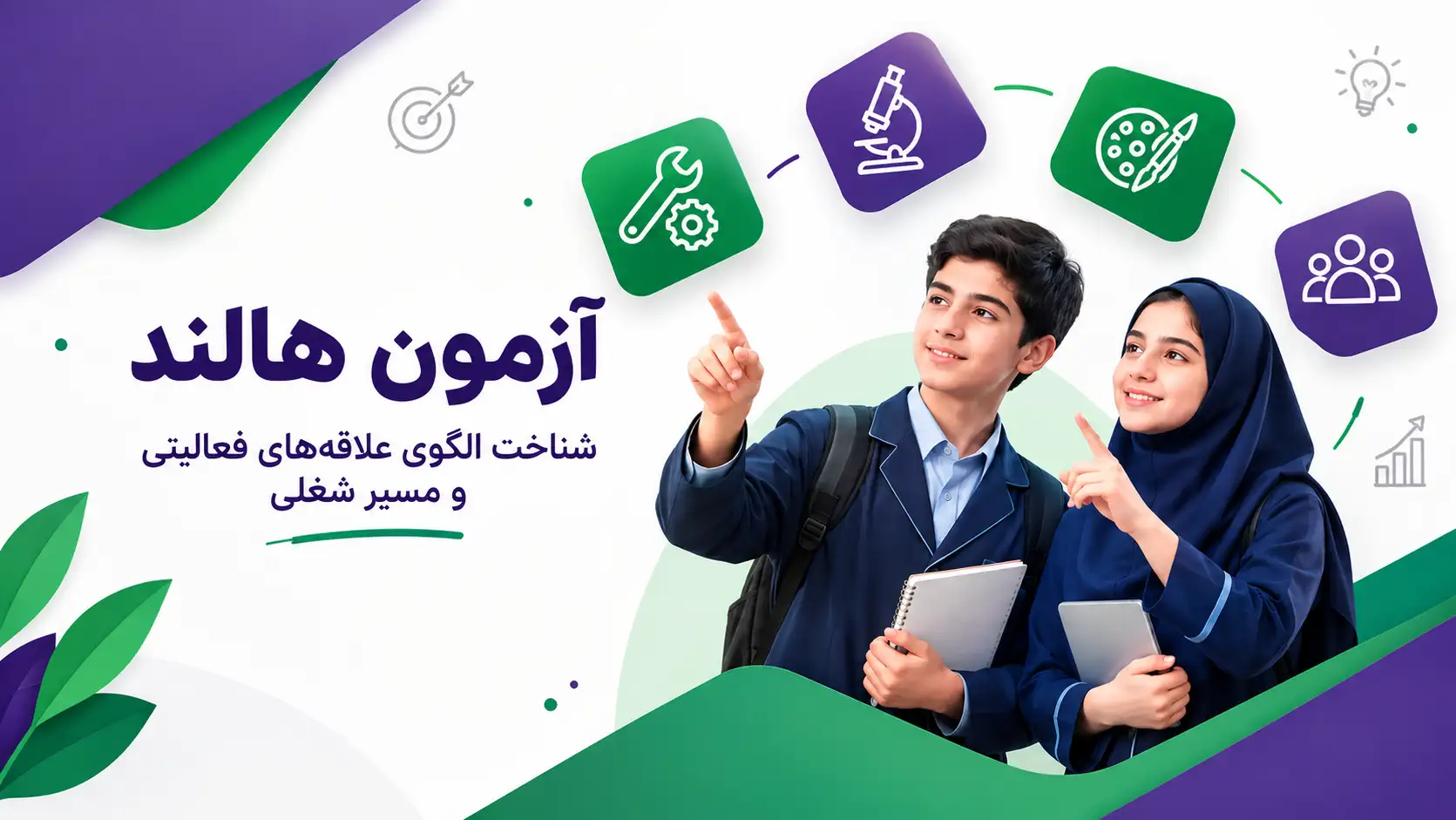 آزمون هالند (شناخت الگوی علاقه‌های فعالیتی و مسیر شغلی)